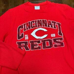 Genuine Merchandise‎ Cincinnati Reds Thermal Mens L Red Waffle 3/4 Sleeve VTG